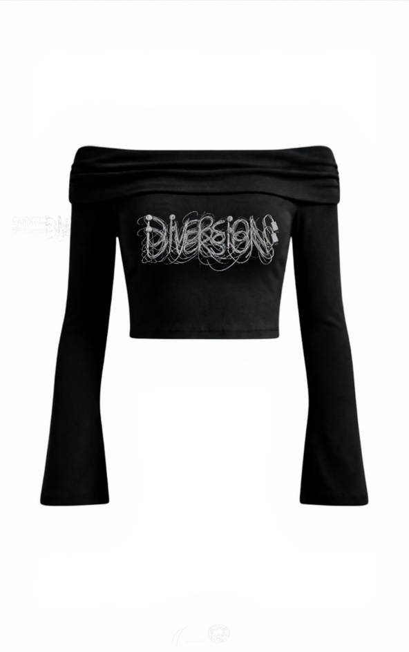 WIRED DIVERSION  OFF-SHOULDER BELL SLEEVE