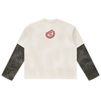 Unisex Vintage Wash Leopard Paneled Layer T-Shirt