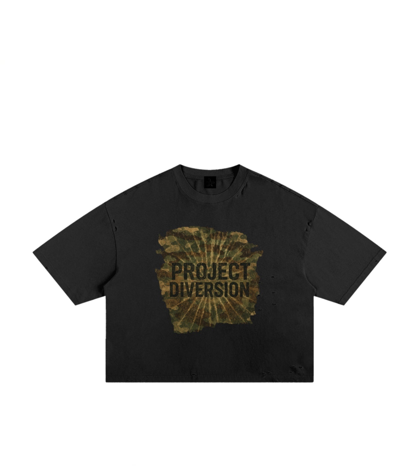 TIE DYE CAMO EXPOSED BOXY TEE