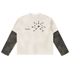 Unisex Vintage Wash Leopard Paneled Layer T-Shirt