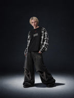 MADE BY SOCIETY PLAID RECONSTRUCTED LS